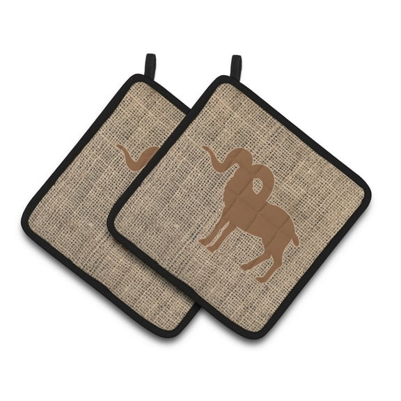 Carolines Treasures BB1007-BL-BN-PTHD Sheep Faux Burlap and Brown Pair of Pot Holders , 7.5HX7.5W, multicolor