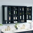 thumbnail image 3 of ANGELES HOME 55"x 35" Wall Mounted Mirrored Medicine Cabinet for Bathroom, 3 Tier Wood Mirror Cabinet Storage with 2 Soft-close Door, Bathroom Accessory, Navy Blue, 3 of 8