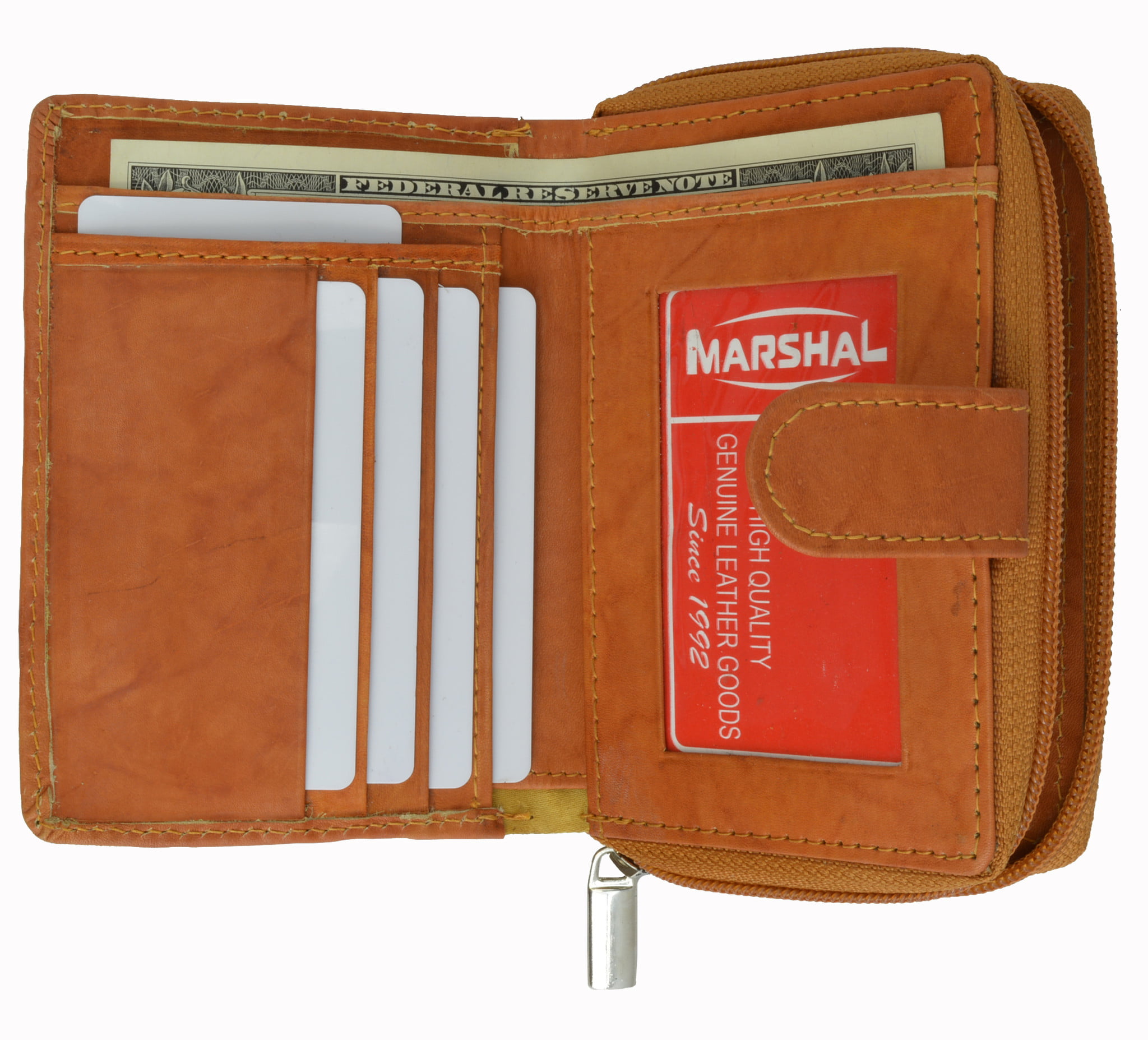 Tan # 4592-L Genuine Cowhide Leather Men's Wallet Brown 