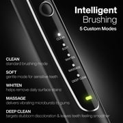 AquaSonic Elite Rechargeable Electric Toothbrush Set - ADA Accepted, 5 Modes, Travel Case, 8 Brush Heads (Black)
