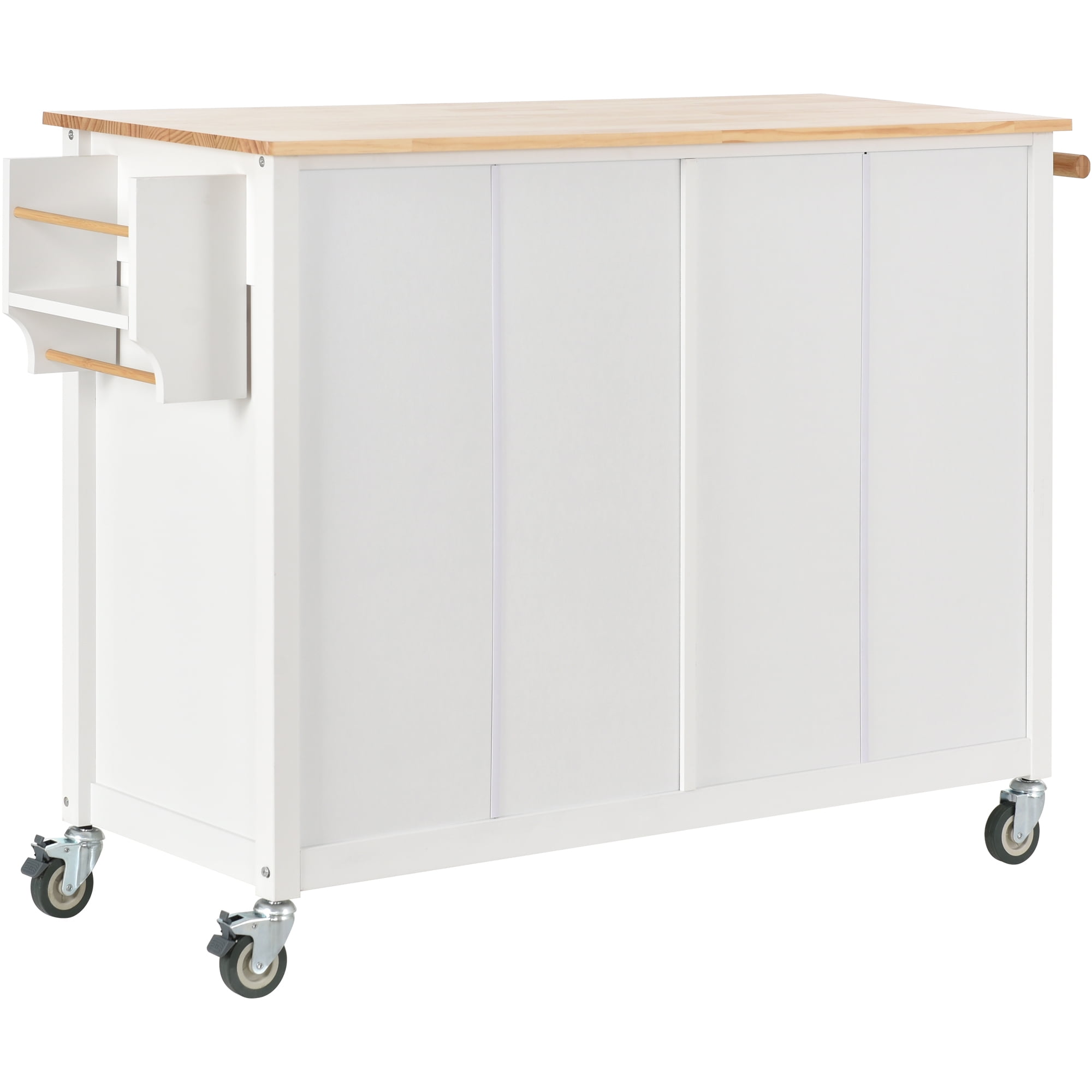 Homy Casa Kitchen Island Cart, with Solid Wood Top , Storage Cabinet, Drawers, Dining Room, White