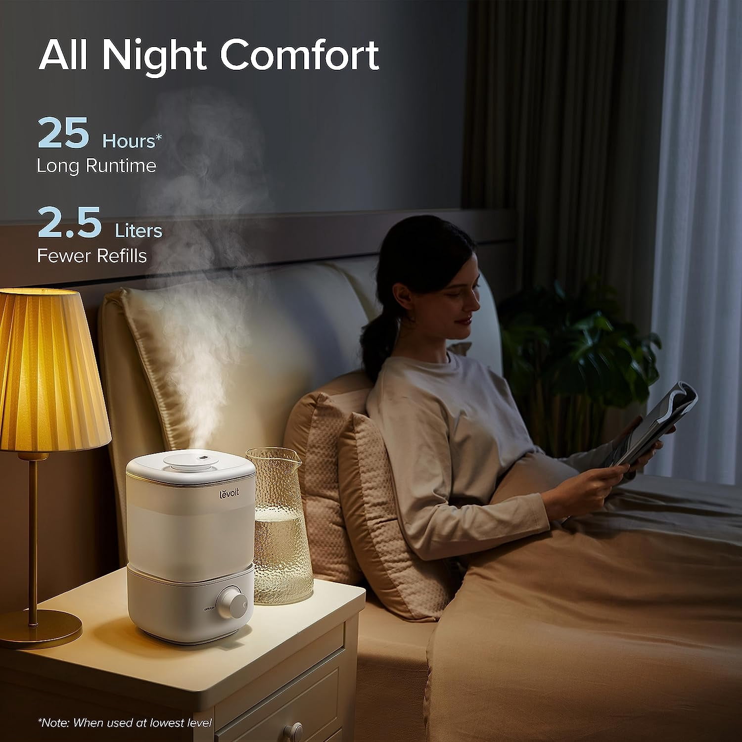 Top Fill Humidifiers for Bedroom, 2.5L Tank for Large Room, Easy to Fill & Clean, 28dB Quiet Cool Mist Air Humidifier for Home Baby Nursery & Plants, Auto Shut-off for Safety, 25H