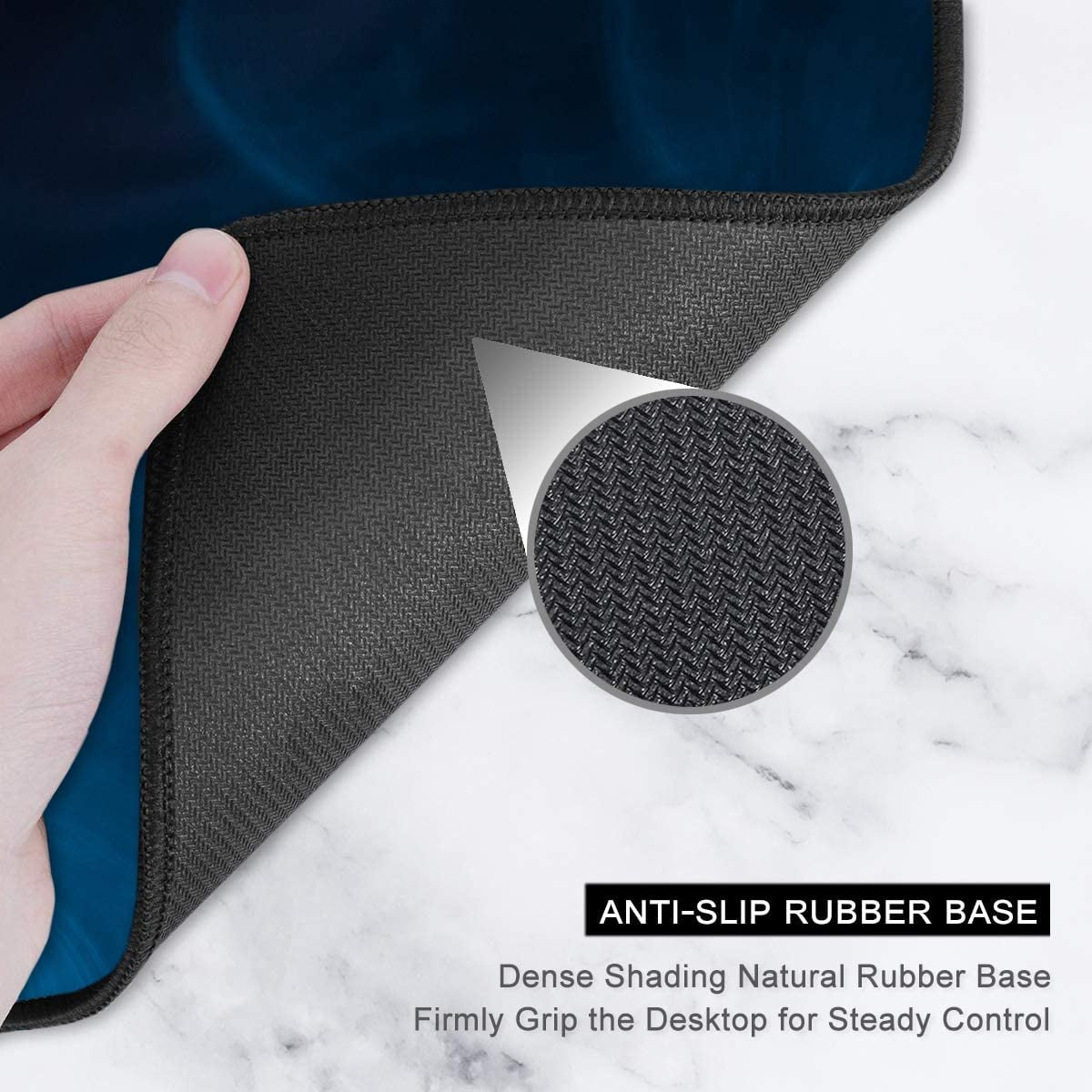 Large Mouse Pad, Full Desk XXL Extended Gaming Mouse Pad 35" X 15", Waterproof Desk Mat with Stitched Edges, Non-Slip Laptop Computer Keyboard Mousepad for Office and Home, Smoke Design