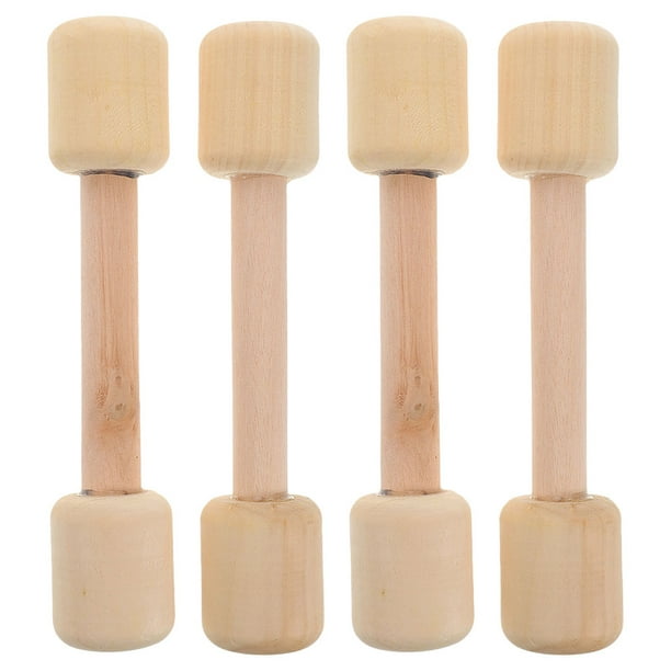 4 mancuernas de madera para niños, divertidas pesas de ejercicio, equipo de gimnasio para niños pequeños, hábitos de fitness activos