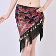 thumbnail image 2 of Xfvqtps Woman Sequin Dance Skirt Tassel Triangular Belt Belly Dancing Waist Towel Waist Chain Hip Towel Performance Skirt Red, 2 of 7
