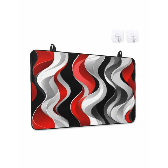Stove Top Covers for Electric Stove 31x24 Inches, Red Black Grey Heat Insulation Fireproof Glass Cooktop Protector, Modern Moire Abstract Artwork Multipurpose Countertop Stovetop Cover for Kitchen