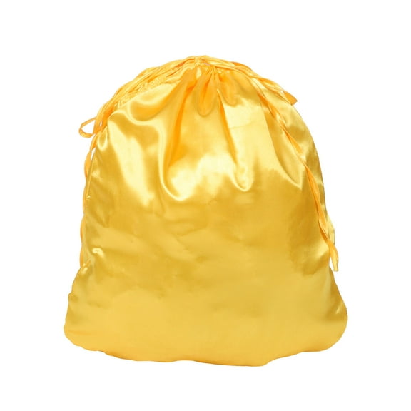 MEIBUTYUP Large Yellow Christmas Bag with Drawstring Featuring Santa Claus Design for Party Favors and Holiday Storage