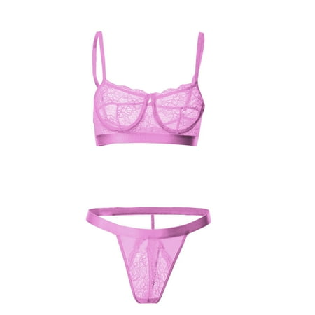 Upioiwer Lingerie Set For Women Fishnet Lingerie For Women Women Sexy Lingerie Lace Flowers Push Up Top Bra Pants Underwear Set Sleepwear Plus Size Lingerie Maternity Lingerie Home Wear  Lace