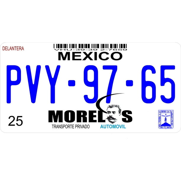 Mexico Morelos Photo License Plate Free Personalization on this plate