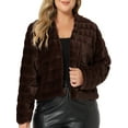 thumbnail image 2 of Agnes Orinda Women's Plus Size Cropped Jacket Open Front Fluffy Faux Fur Winter Coat Jackets 1X Brown, 2 of 6