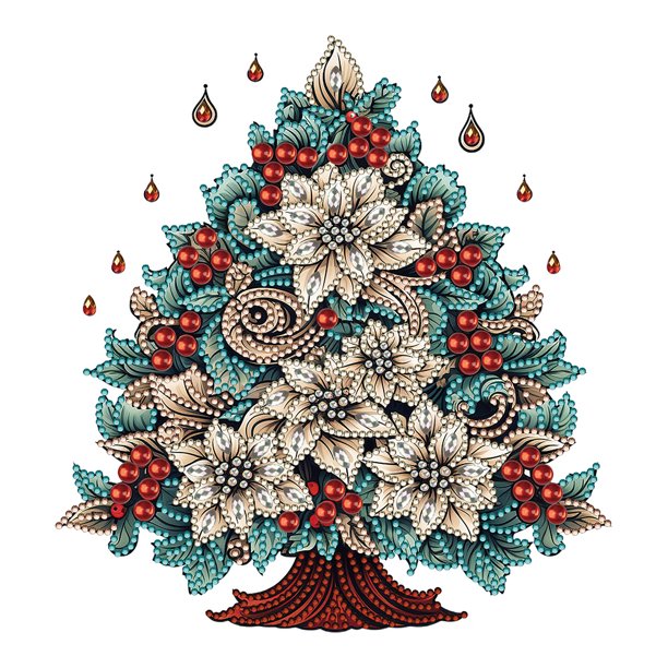 Resina Con Forma Especial Navidad JShteea Con Diamantes Parciales Serie Navideña 30*30CM