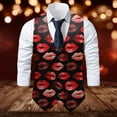 thumbnail image 2 of ZTKWD Mens Suits Vest Valentines Lip Heart Print Pattern Button Down Blazer Fashion Lightweight Slim Casual Suit Jacket, 2 of 5