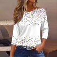 thumbnail image 2 of JGNGSHN Women Mardi Gras 3/4 Sleeve Tops Carnival Themed Party Parade Clothes Color Block Graphic Top Crew Neck Shirt Loose Fit Fashion Blouse, 2 of 5