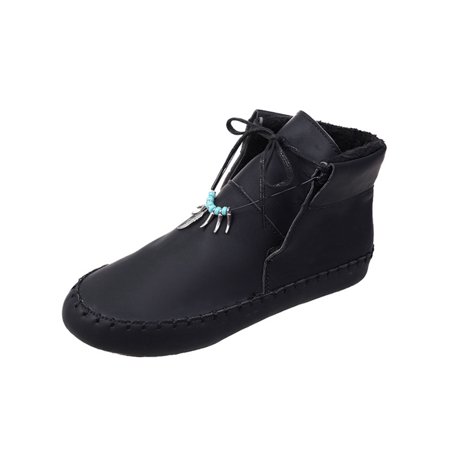 

Daeful Womens Anti-Slip Mid Top Booties Driving Comfort Warm Lined Snow Bootie Black 6.5
