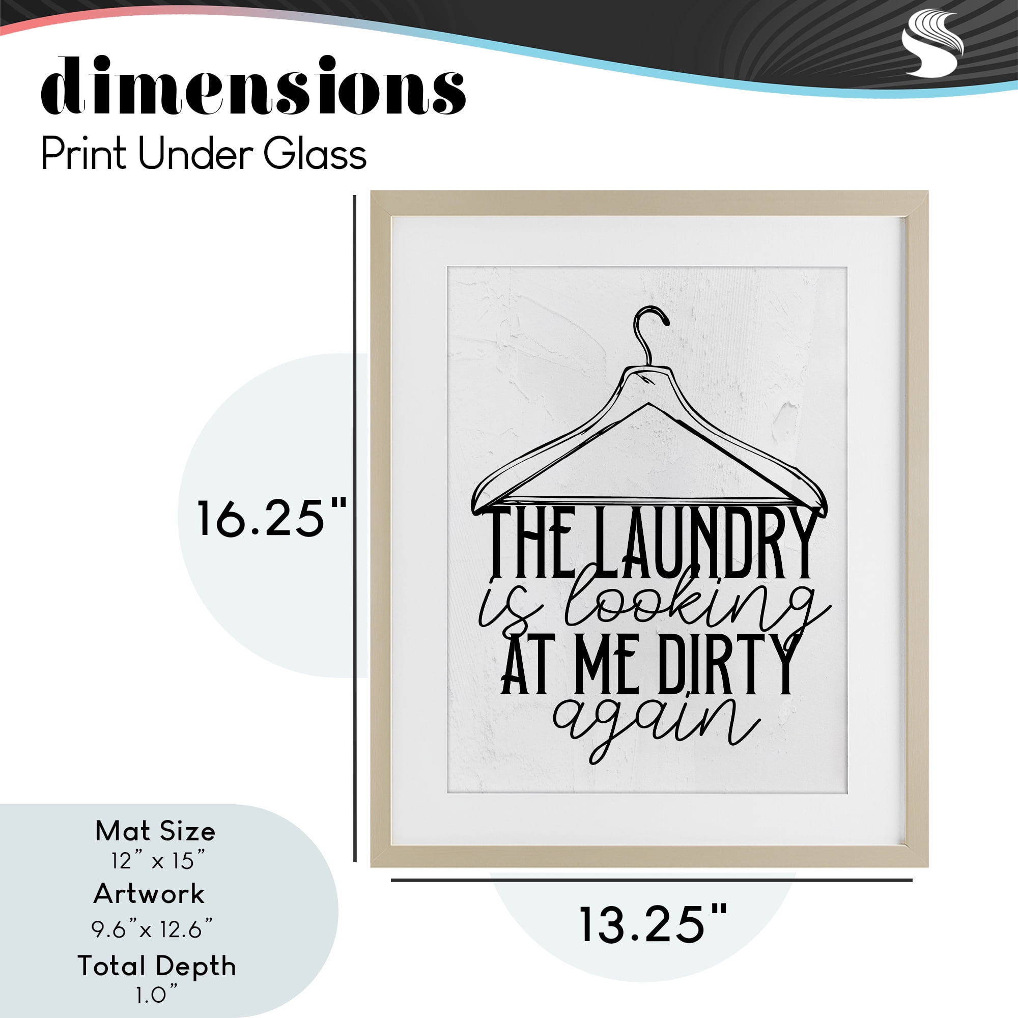 Laundry Is Looking At Me Dirty Birch Framed Print Under Glass, design by Kim Allen