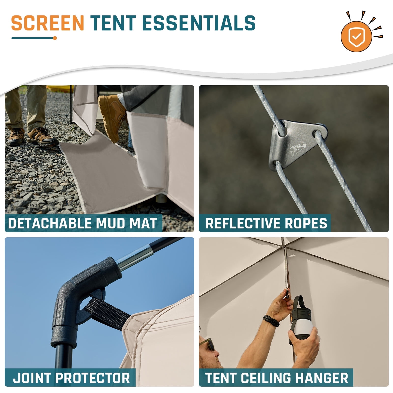 13' x 9' Screen House Tent with Projection Mesh Gazebos Camping Tent for Outdoor Patios Backyards Beige