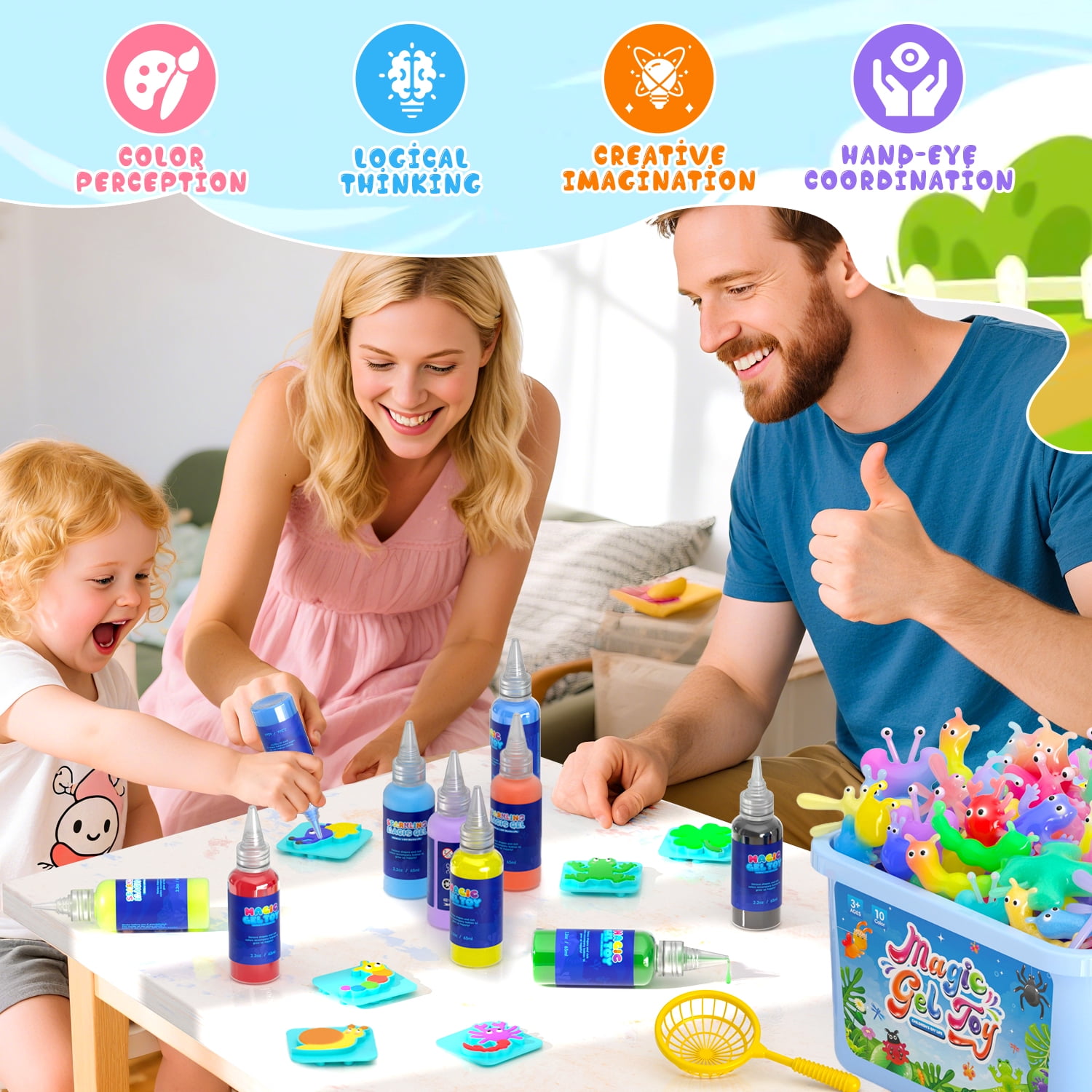 Beefunni Magic Fairy Water Elf Toy for Kids, Creative Water Gel Kit with 10 Color Magic Gels & 6 Molds, Kids Art Ceaft Set, Birthday Gift for Kids (Insect)