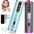 thumbnail image 2 of 1-Inch Rotating Curling Iron, Cordless Automatic Curler with USB Rechargeable Feature, Ceramic Wand, 6 Temperature Options, LCD Screen, Tangle-Free And Safe Hair Styling, 2 of 13
