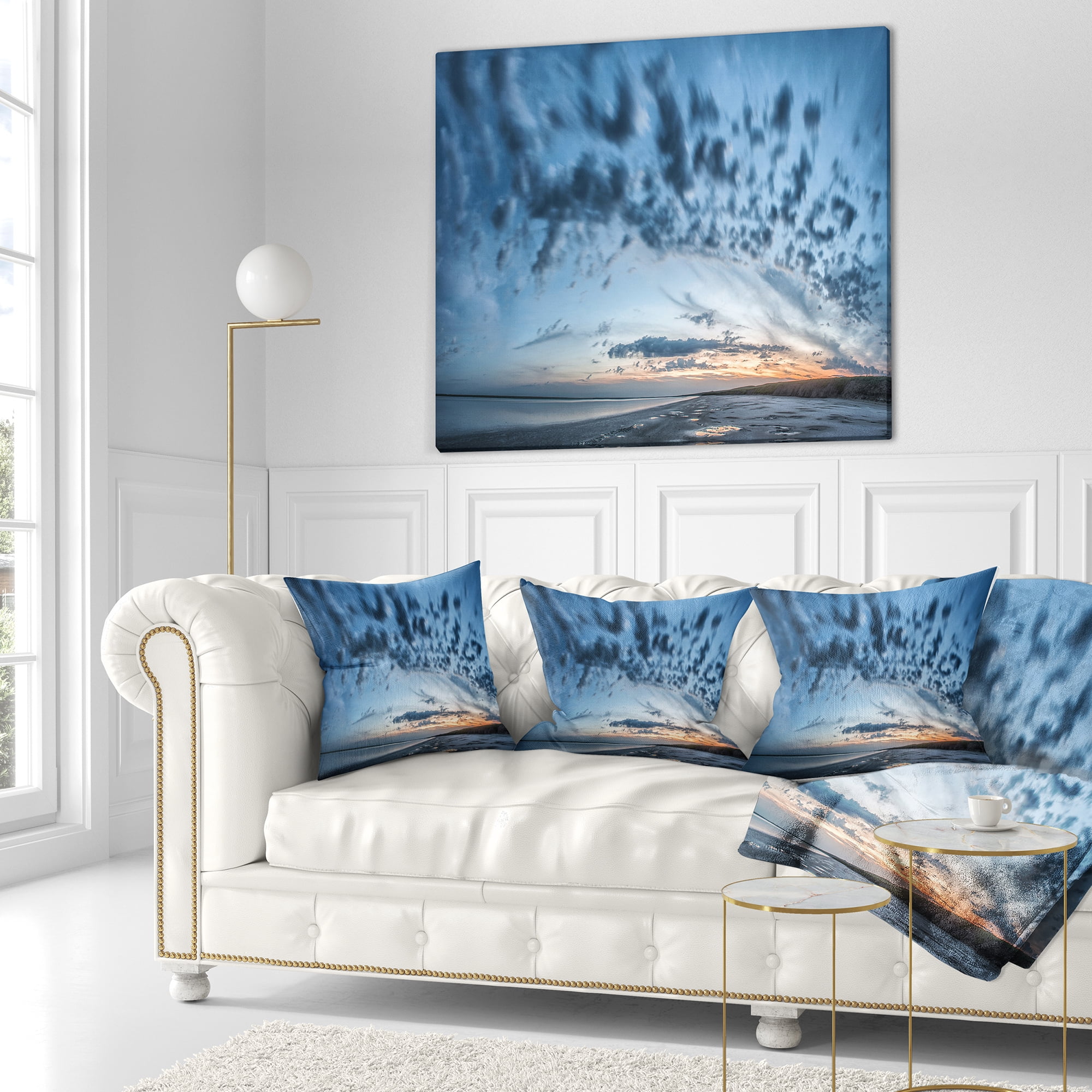 Designart Manych Rissua Lake Panorama - Landscape Printed Throw Pillow - 16x16
