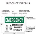 thumbnail image 2 of (2 Pack) Shower Eye Bath OSHA Emergency Sign 24 Inch X 18 Inch Indoor / Outdoor Rust-Free Aluminum Metal Signs for Workplace, Workshop, and Construction Site, Made in the USA, 2 of 8