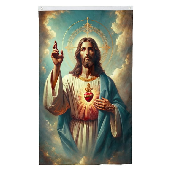 Cayyon Jesus Flags 3x5 (Jesus is King Flag) Jesus Flag Banner with 2 Brass Grommets for Outside Vertical Holiday Yard Décor