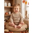thumbnail image 3 of Baby Boy Girl Thanksgiving Outfit Letter Embroidered Knit Romper Long Sleeve Crew Neck Sweater Bodysuit Fall Winter Clothes 0-18M, 3 of 9