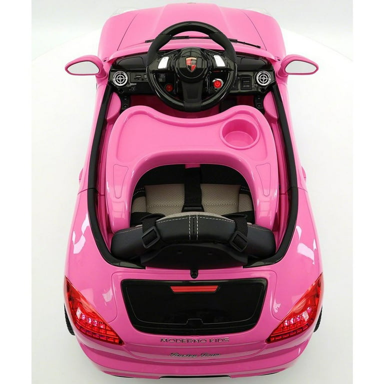 Pink porsche ride on car deals