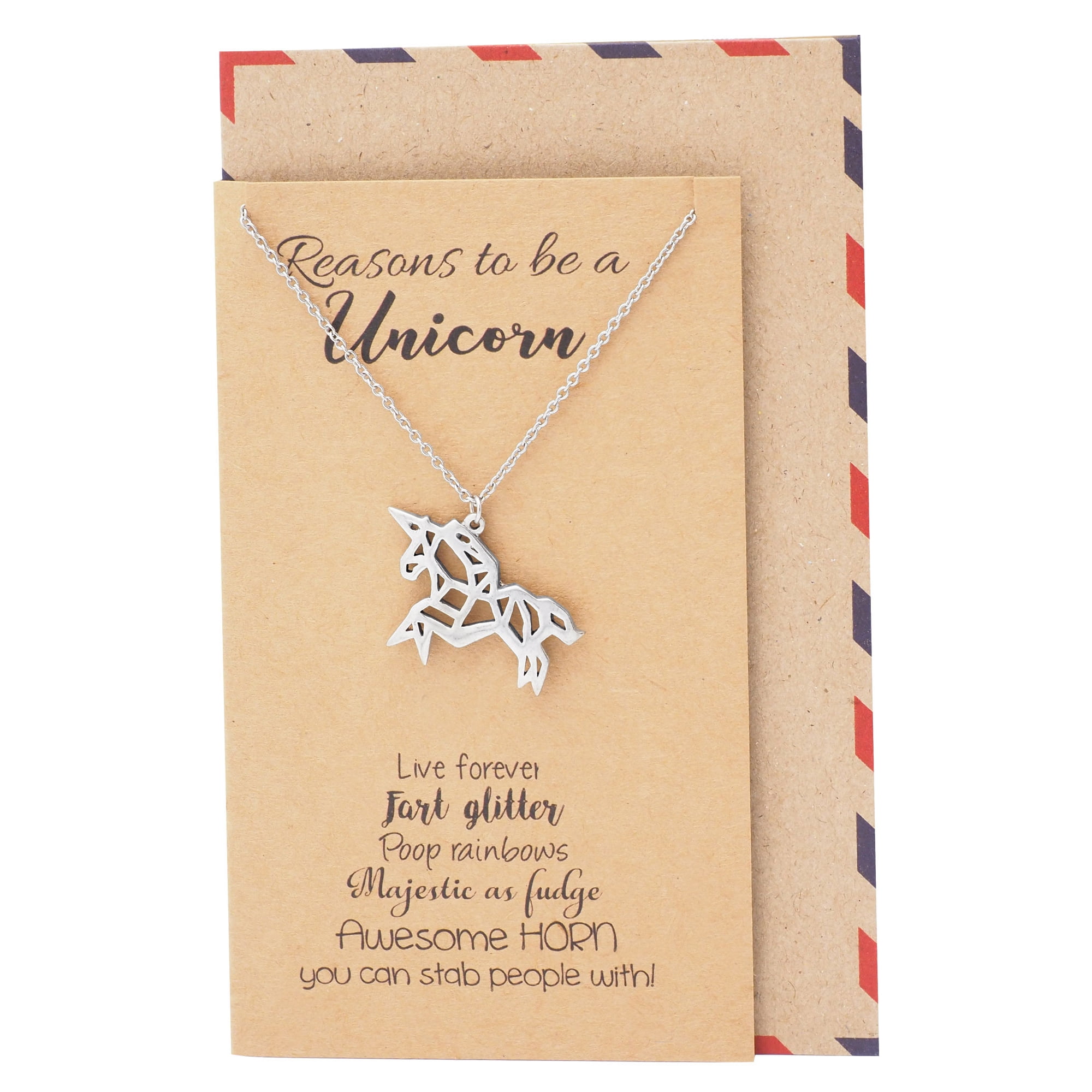 Graduation Gifts Origami Unicorn Necklace, Inspirational Jewelry