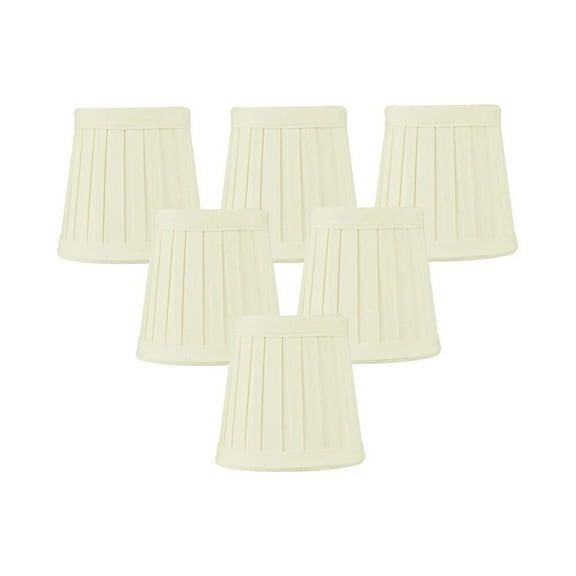 Set of 6 Egg Shell Pleated Clip-on Candelabra Lampshade 3x4x4