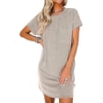 thumbnail image 2 of Womens Casual Summer Crewneck Short Sleeve Ribbed Mini Tshirt Dress, S-2XL, 2 of 7