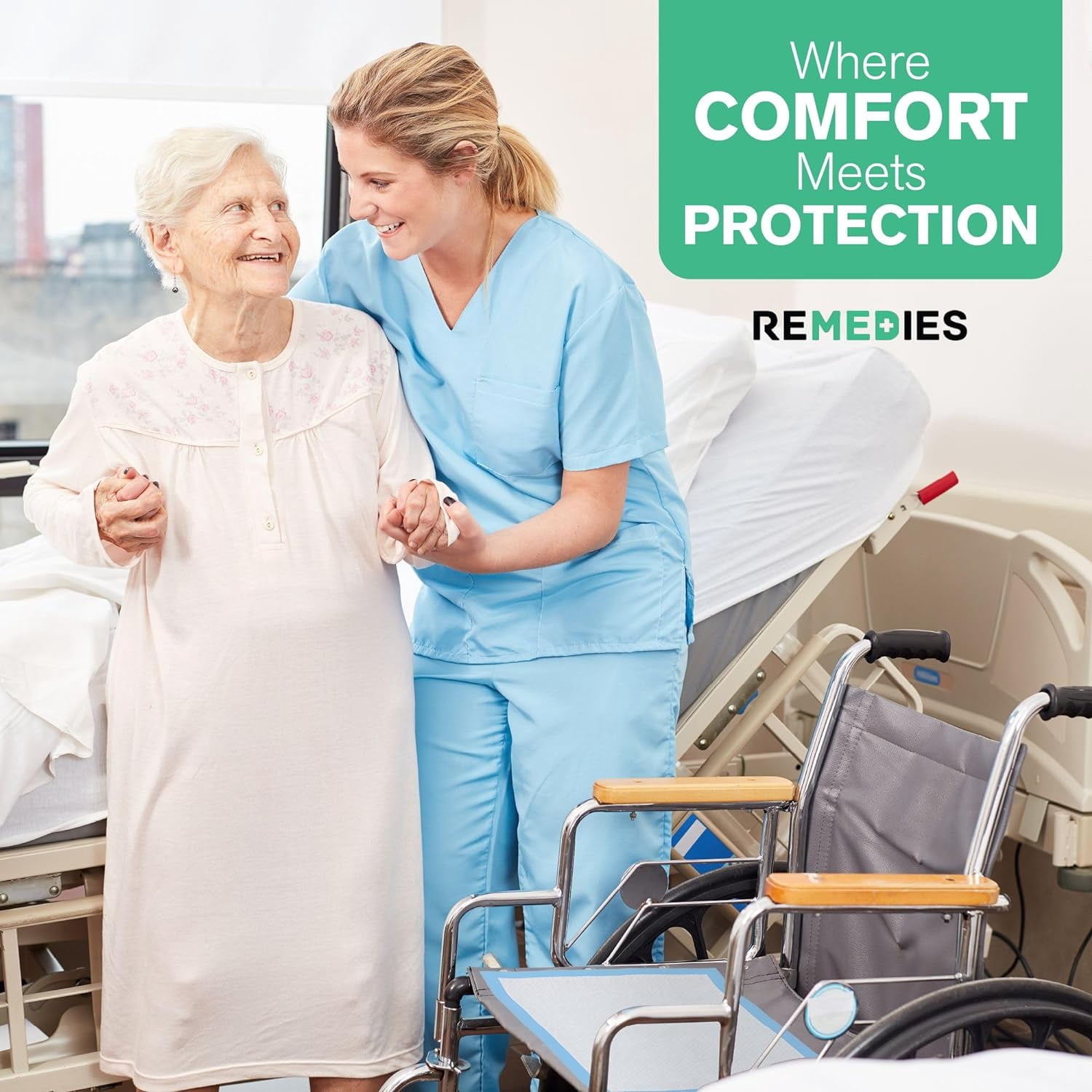 REMEDIES 36 x 36” Large Disposable Bed Pads for Adults Incontinence Pads Puppy Pads, 50 Pack