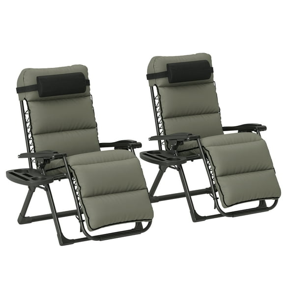 Outsunny Reclining Zero Gravity Chair Set of 2, Folding Sun Lounger