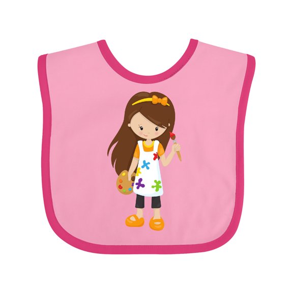 Inktastic Painter, Paint Artist, Cute Girl, Brown Hair Girls Baby Bib