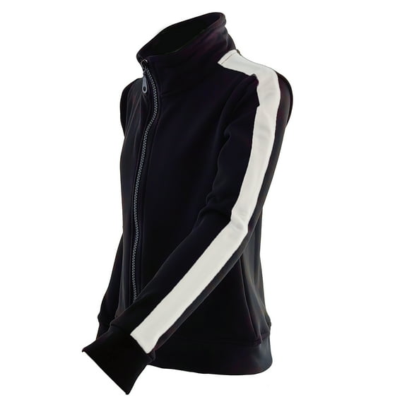 LIUHUO Customizable Ice Skating Training Jacket Polyester Black with White Stripe Decoration on Sleeves