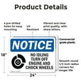 thumbnail image 2 of (2 Pack) No Idling Turn Off Engine And Chock Wheels OSHA Notice Sign 24 Inch X 18 Inch Plastic Sign, Weather Resistant, UV Protected for Workplace, Business, and Construction Site, Made, 2 of 8