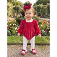 thumbnail image 6 of RUINIXCW Infant Girl Outfit Puff Long Sleeve Square Neck Bubble Romper and Headband, 6 of 8