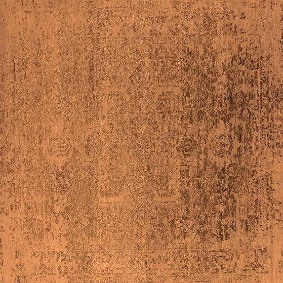 Ahgly Company Indoor Square Oriental Orange Industrial Area Rugs, 7' Square