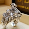 thumbnail image 2 of Cute Female Crystal White Zircon Stone Ring Set Luxury Vintage Rings for Women Boho Jewelry, 2 of 2