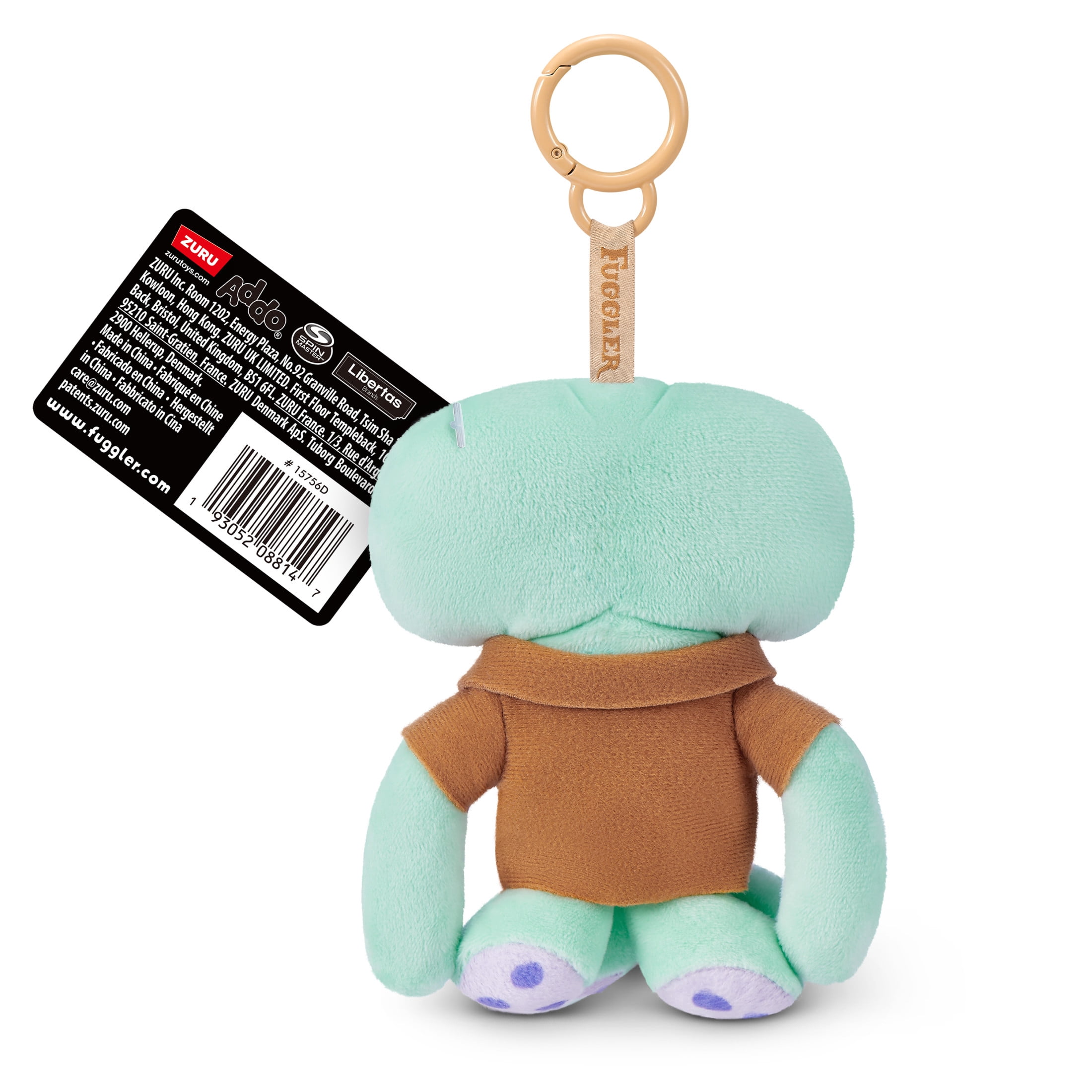 Fuggler SpongeBob Key Rings 5 inch (Squidward), Funny Ugly Monster Plush Keychain by ZURU