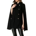 thumbnail image 4 of INSPIRE CHIC Women's Winter Slit Sleeve Double Breasted Cloak Coat M Black, 4 of 6