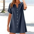 thumbnail image 2 of Vestido informal para mujer - Estilo camisa de manga corta - Detalles de botones para salidas de primavera/verano, 2 of 7