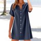 thumbnail image 2 of Vestido informal para mujer - Estilo camisa de manga corta - Detalles de botones para salidas de primavera/verano, 2 of 7