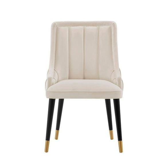 Manhattan Comfort Eda Dining Chair with Solid Wood Frame in Cream