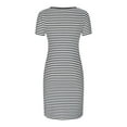 thumbnail image 6 of Hvot&aat Women's Stripe Bodycon Dress Short Sleeve Round Neck Slim Fit Dresses Casual Comfortable Pencil Dress, 6 of 7