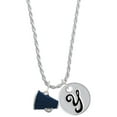 thumbnail image 1 of Delight Jewelry Silvertone Small Navy Blue Megaphone Silvertone Script Initial Disc - Y - Charm Necklace, 20"+3", 1 of 4