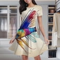 thumbnail image 2 of Colorful Plumage Fly Art Print Women's Classic Swing Skater Dress Casual Work Party Cocktail Dresses, 2 of 6