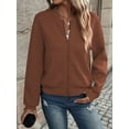 thumbnail image 4 of Womens Jacket Coat Casual Stand Collar Zip Up Fall Fashion Jackets Outfits with Pockets Caramel Color 5XL, 4 of 9