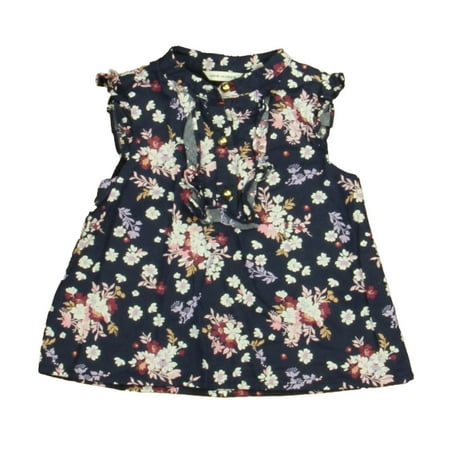 

Pre-owned Janie and Jack Girls Navy Floral Blouse size: 18-24 Months