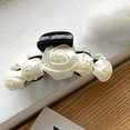 thumbnail image 2 of Farfi Women Hairpin Soft Fabric Flower Embellished Strong Teeth Design Non-slip All Match Dress-up Ultralight Rose Flower Hairpin Girls Barrettes Headwear for Women (White), 2 of 6