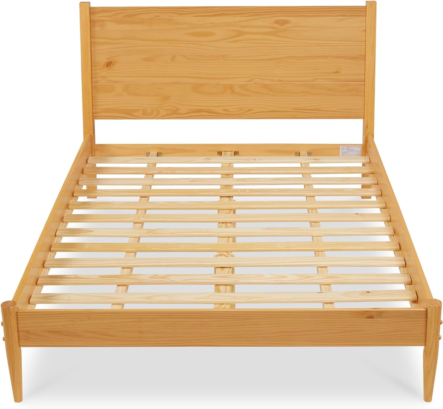 Camaflexi Mid Century Platform Bed Queen Size Solid Wood Bed Frame, Scandinavian Oak 100% Solid Wood
